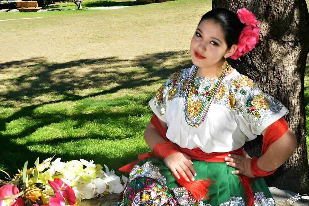 China poblana traditional style of dress of women in Puebla, Mexico
