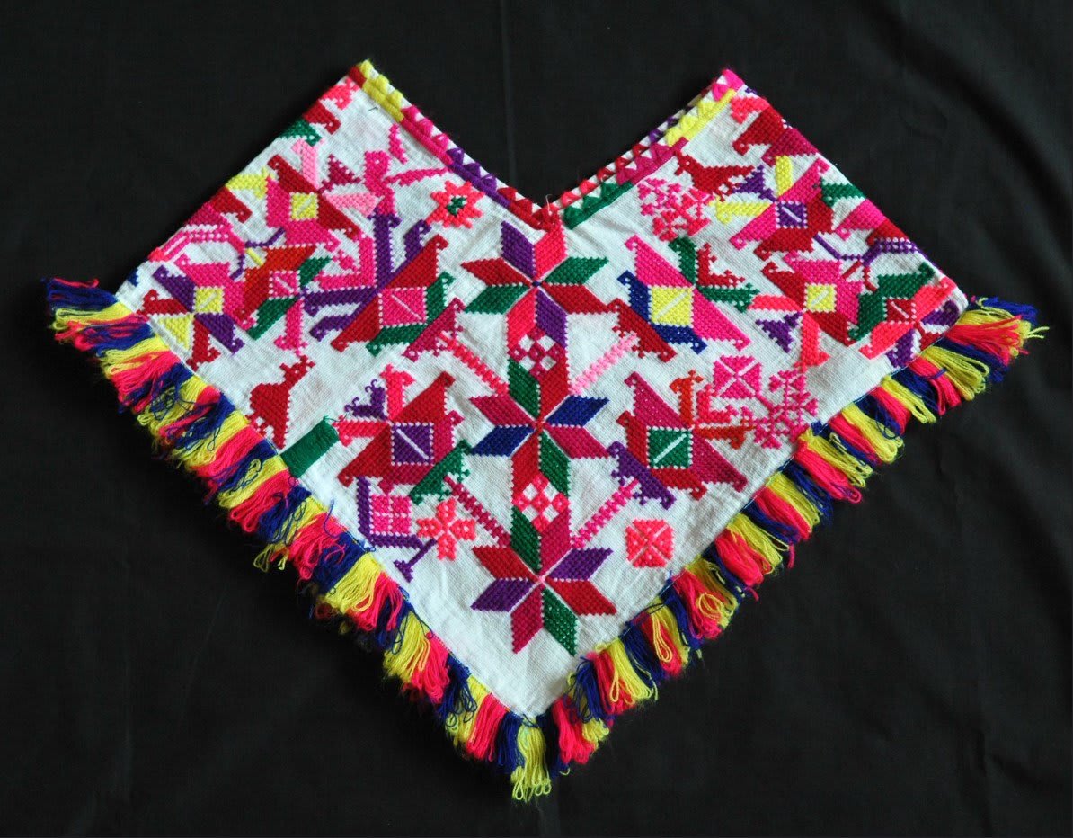 Traditional Mexican clothing quechquemitl from the Huastec culture in San Luis Potosi, Mexico