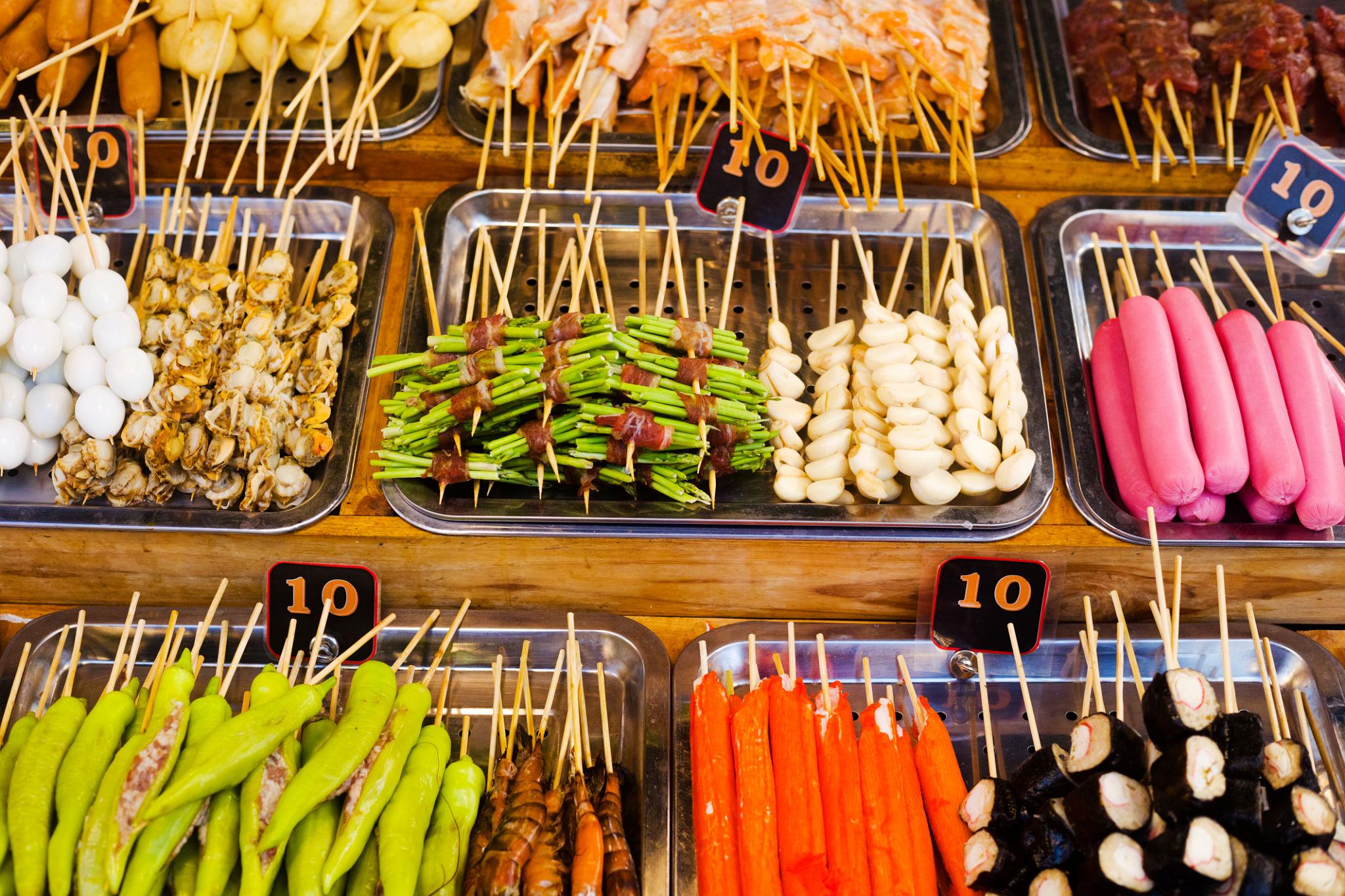 Thai barbecue food selection for 10 baht