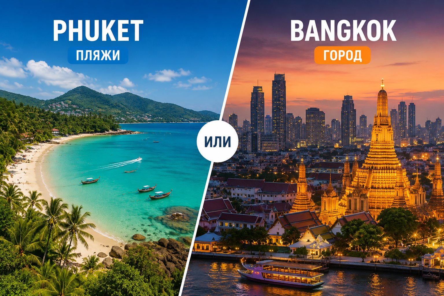 Phuket (пляжи) или Bangkok (город)