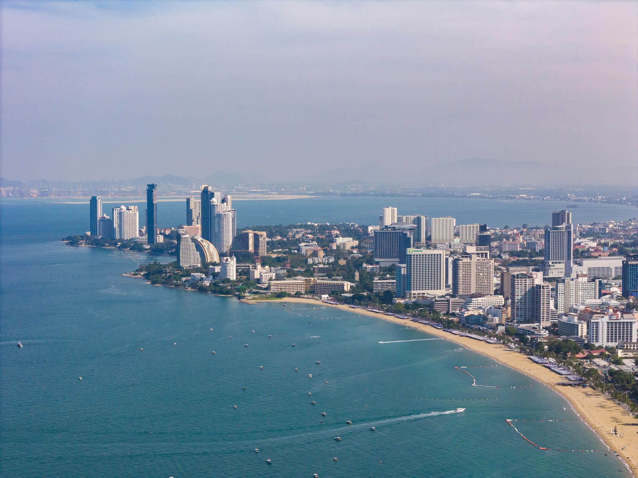 Aerial view of central Pattaya beach