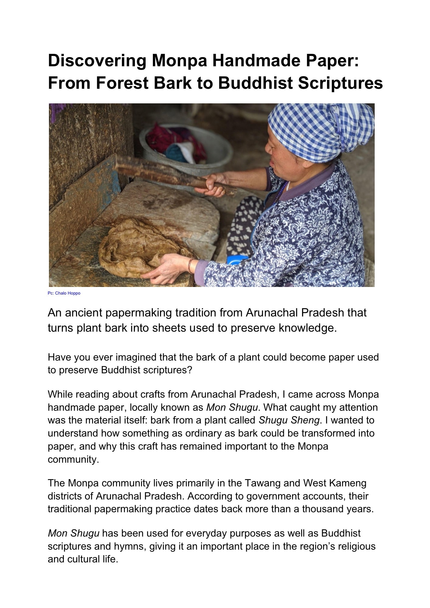 Discovering Monpa Handmade Paper: From Forest Bark to Buddhist Scriptures — page 1 of 3