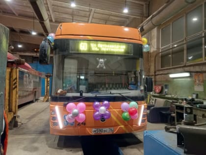 Украшенный шарами электробус вышел на улицы Ярославля 8 Марта
