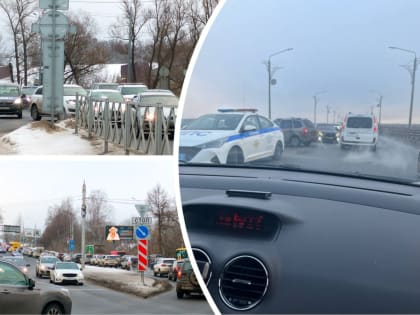 Заволжский район Ярославля встал в гигантскую пробку из-за ДТП на мосту