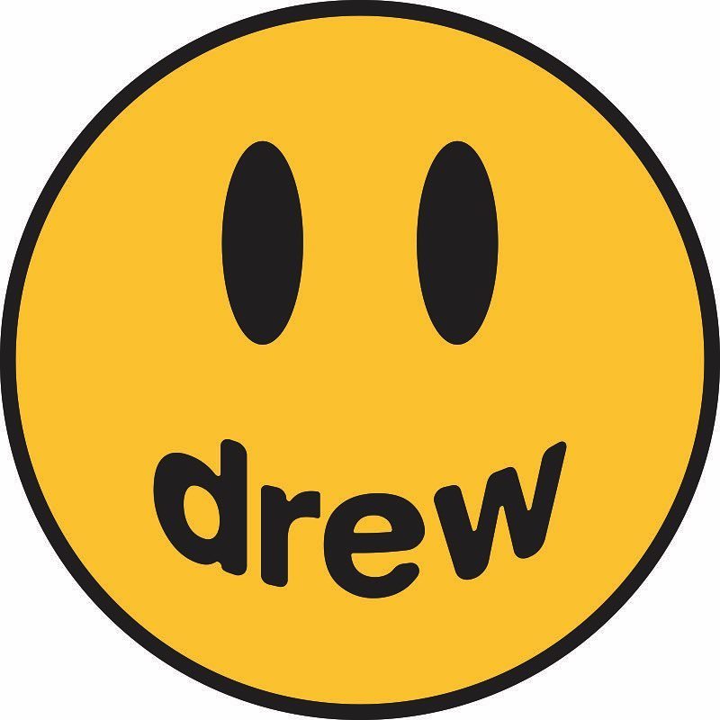 Drew House — logo mặt cười vàng với chữ "drew" làm miệng, thiết kế bởi Gianpiero từ Naples