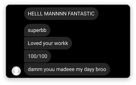 Customer feedback screenshot