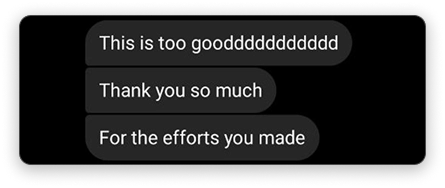 Customer feedback screenshot