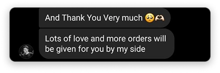 Customer feedback screenshot