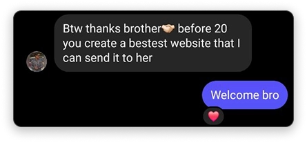 Customer feedback screenshot