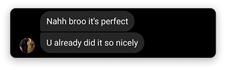 Customer feedback screenshot