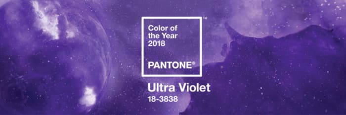 Pantone presentation picture of Ultra Violet: a purple starred sky.