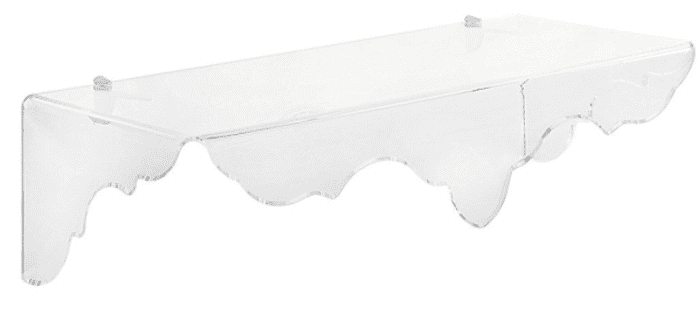 Clear plastic shelf, by Iplex Design.