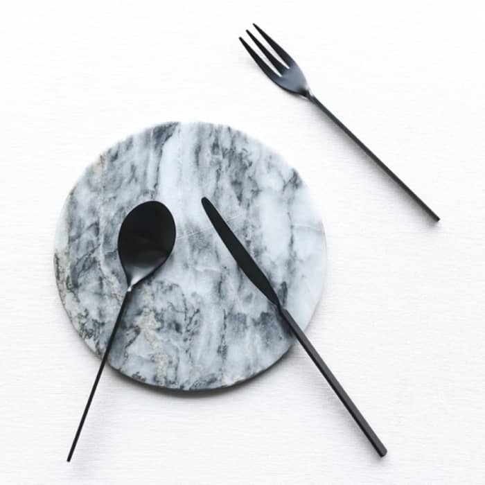 Minimalist black cutlery set; Malmö by Miguel Soeiro. Minimalist black cutlery set; Malmö by Miguel Soeiro.