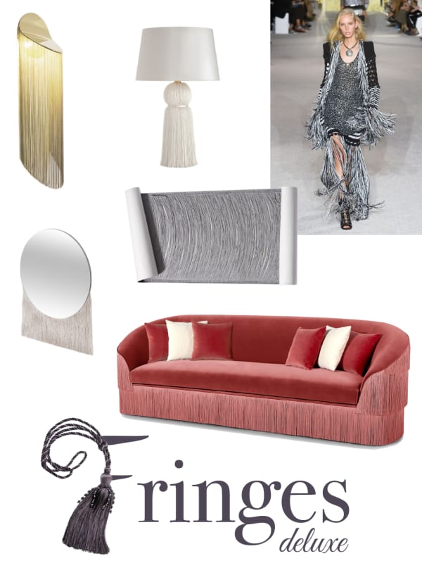 Fringes deluxe mood board: a selection of furniture and accessories.
