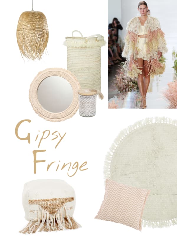 Gipsy fringes mood board: a selection of furniture and accessories.
