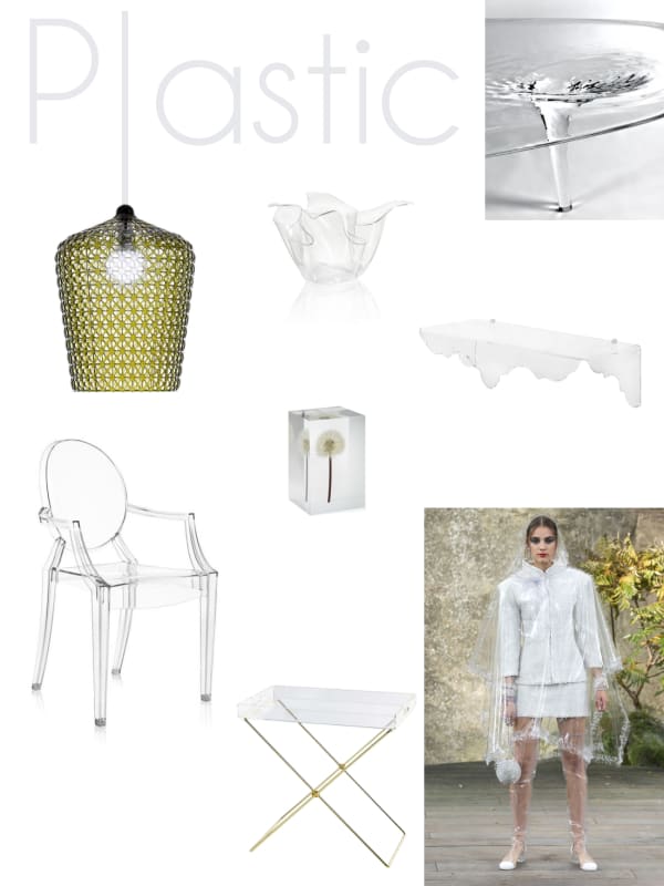 Plastic mood board: a selection of furniture and accessories.