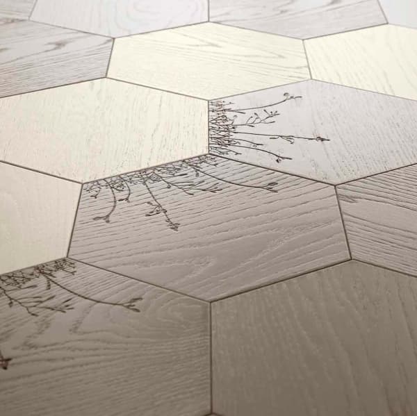 Biophilic wood floor, with carved flowers. Biophilic wood floor, with carved flowers.