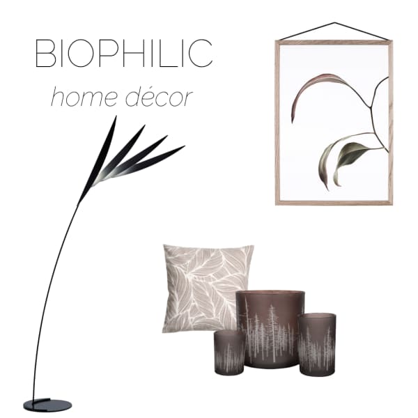 Selection of home accessories recalling natural shapes and patterns, ideal to create a biophilic design. Selection of home accessories recalling natural shapes and patterns, ideal to create a biophilic design.