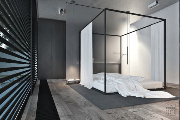 Contemporary canopy bed.