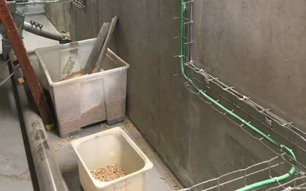 Wood pellets used for heating at IKEA's Aubonne, a champion store for sustainability.
