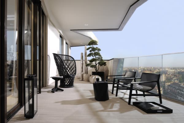 Biophilic interior design in CityLife, balcony.