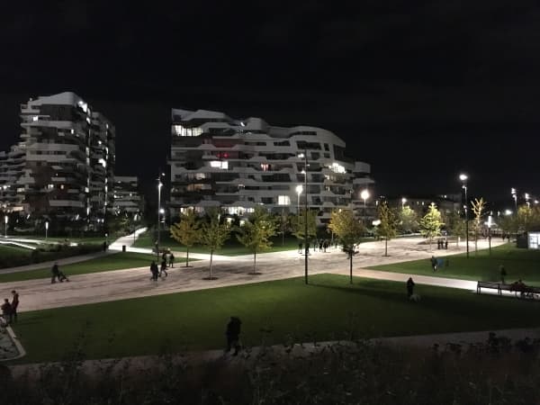 Biophilic park in CityLife, by night.