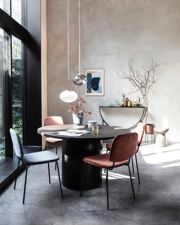 Sculptural dining room.
