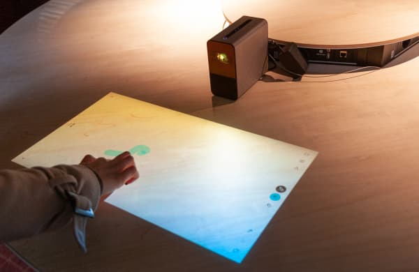Close-up of the projected touchscreen.