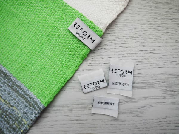 Close up of Plastex, a sustainable material made recycling plastic bags.