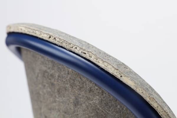 Closeup of the hemp-based material bonded with a casein-based glue.