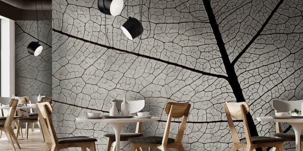 Grey wallpaper representing the veins of a leaf in giant scale.