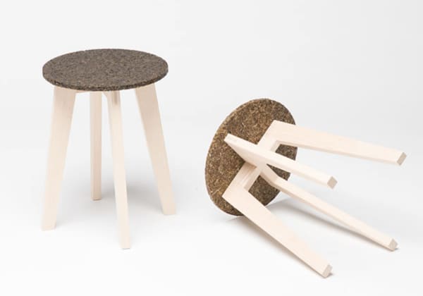 Wooden stool with seagrass seat.
