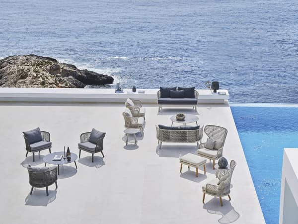 Outdoor design on a deck overlooking the sea.