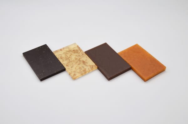 Samples of Chips Board potato-waste biomaterial.