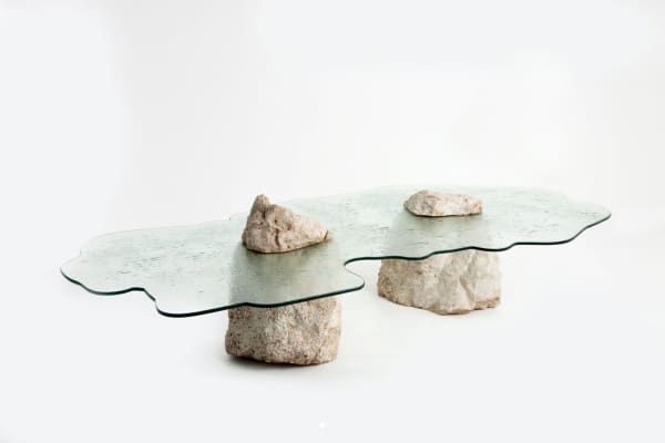 Lavastone low table representing rising ocean levels.