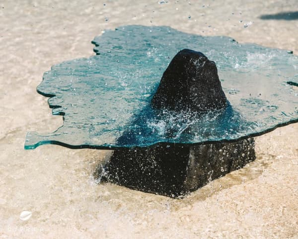 Close-up of the coffee table inspired by rising oceans.