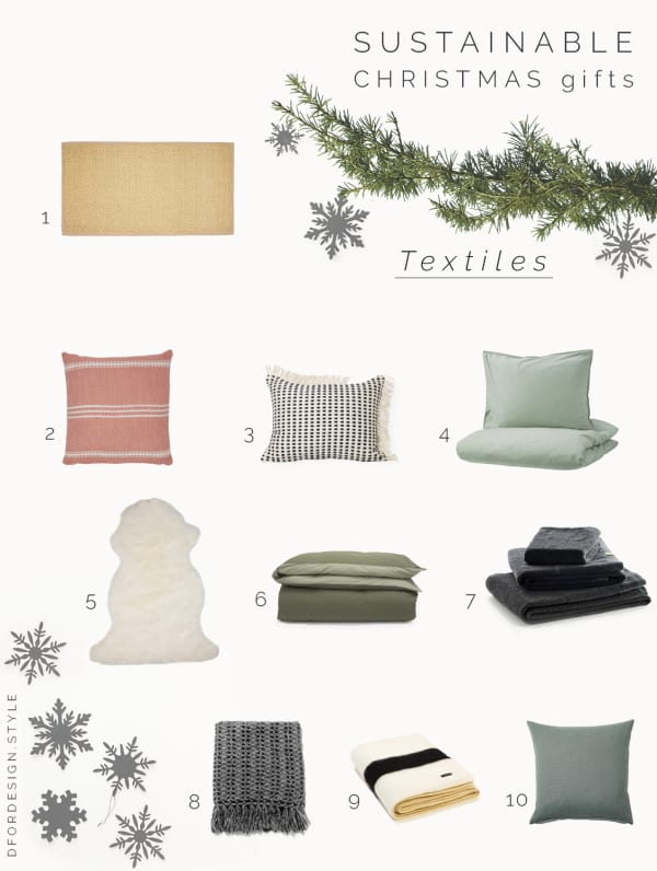 Moodboard showing 10 textile gift ideas.