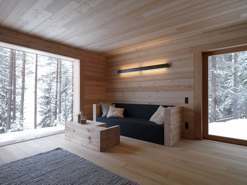 Wood panelling on floor and wall, great inspiration for a biophilic design. Wood panelling on floor and wall, great inspiration for a biophilic design.<span class="sr-only"> (opened in a new window/tab)</span>