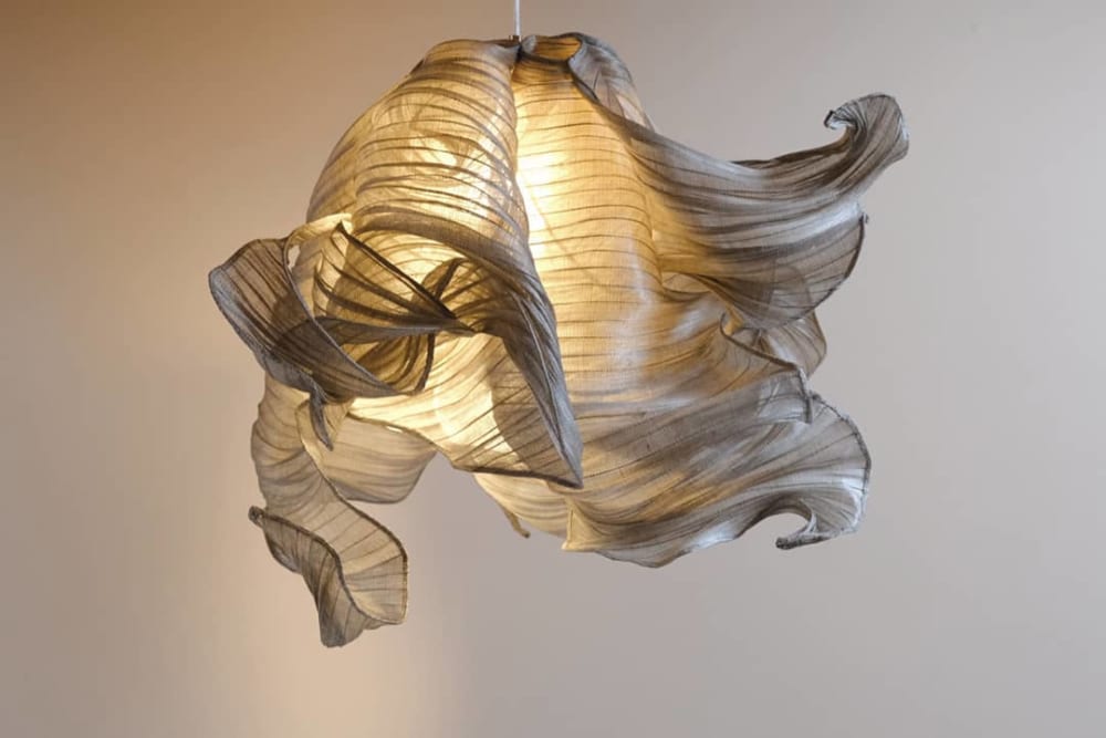 Ceiling lamps made of banana fibre.<span class="sr-only"> (opened in a new window/tab)</span>