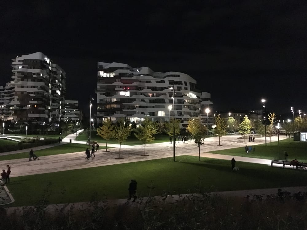 Biophilic park in CityLife, by night.<span class="sr-only"> (opened in a new window/tab)</span>