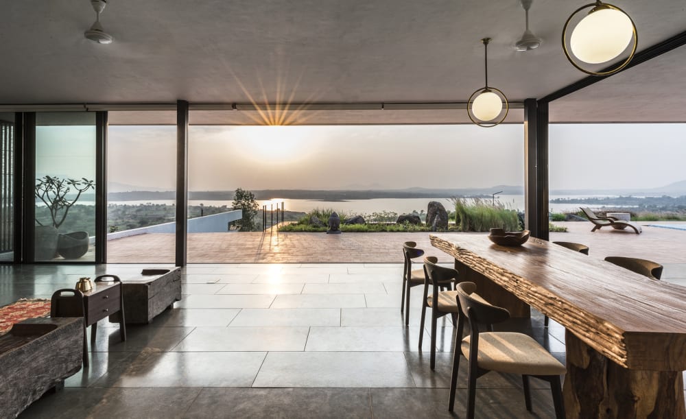Indoor-outdoor space at sunset.<span class="sr-only"> (opened in a new window/tab)</span>