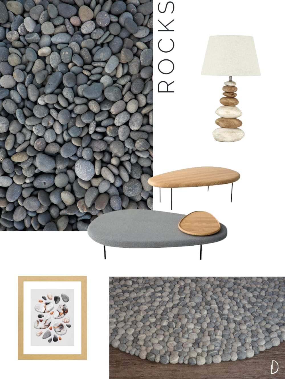 Moodboard of organic design objects inspired by rocks.<span class="sr-only"> (opened in a new window/tab)</span>