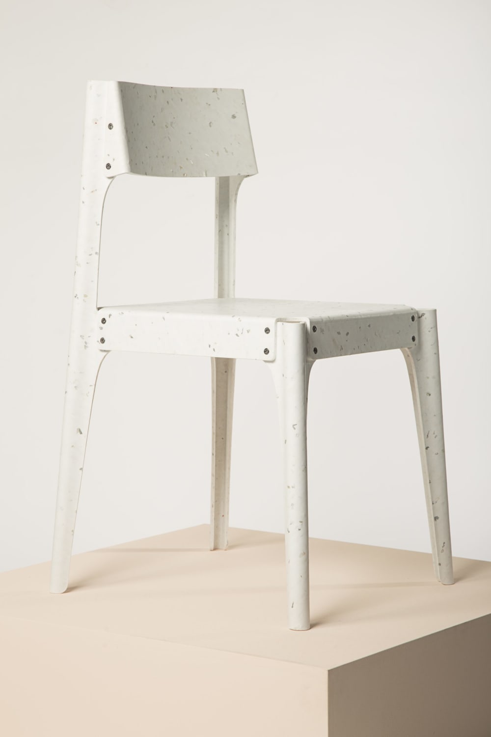 Recycled plastic chair winning the Guiltless Plastic Prize; one of the plastic recycling initiatives presented at Milan Design Week.<span class="sr-only"> (opened in a new window/tab)</span>
