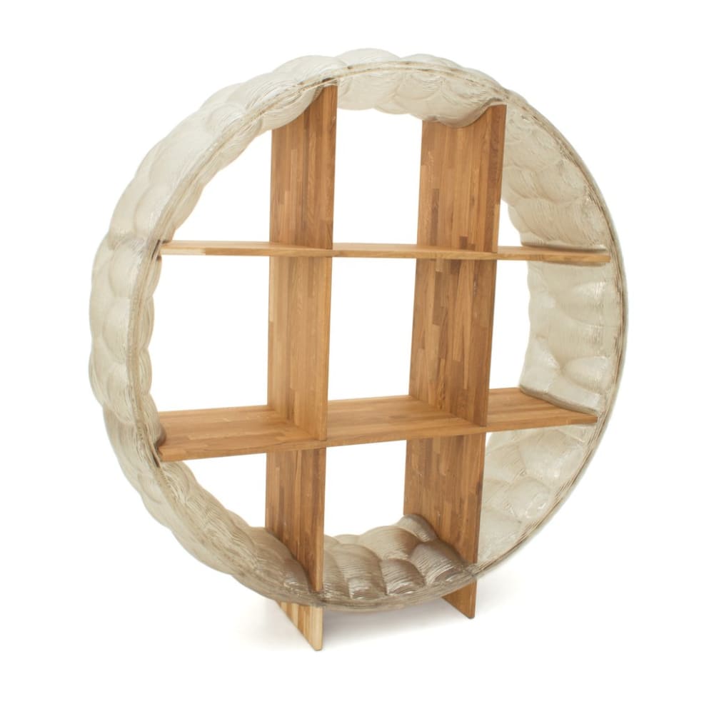 Dirk Vander Kooij Iced Bubbles and Oak shelving unit.<span class="sr-only"> (opened in a new window/tab)</span>