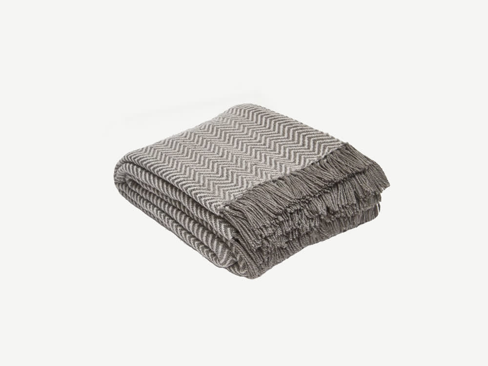 Taupe blanket with a herringbone pattern.<span class="sr-only"> (opened in a new window/tab)</span>