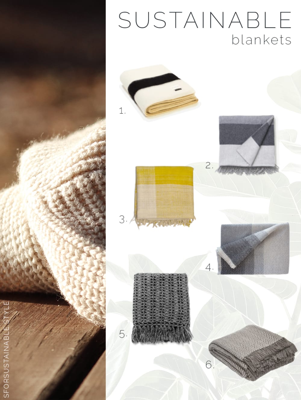 Moodboard showing a warm texture of wool and 6 sustainable blankets.<span class="sr-only"> (opened in a new window/tab)</span>