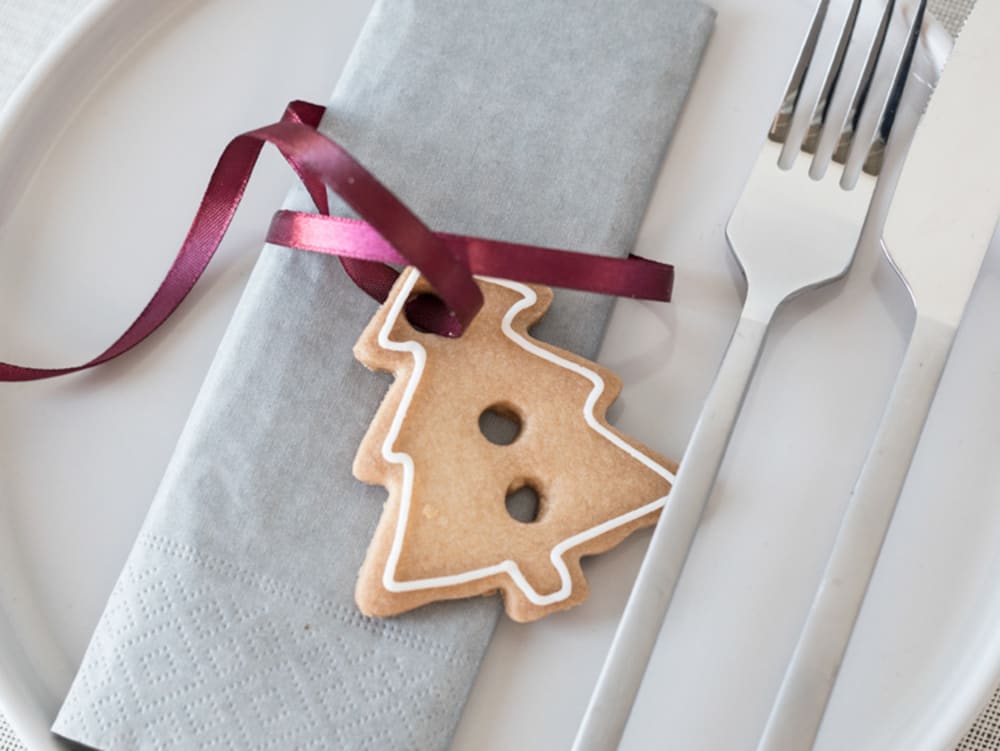 A biscuit tied around a napkin with a satin ribbon.<span class="sr-only"> (opened in a new window/tab)</span>