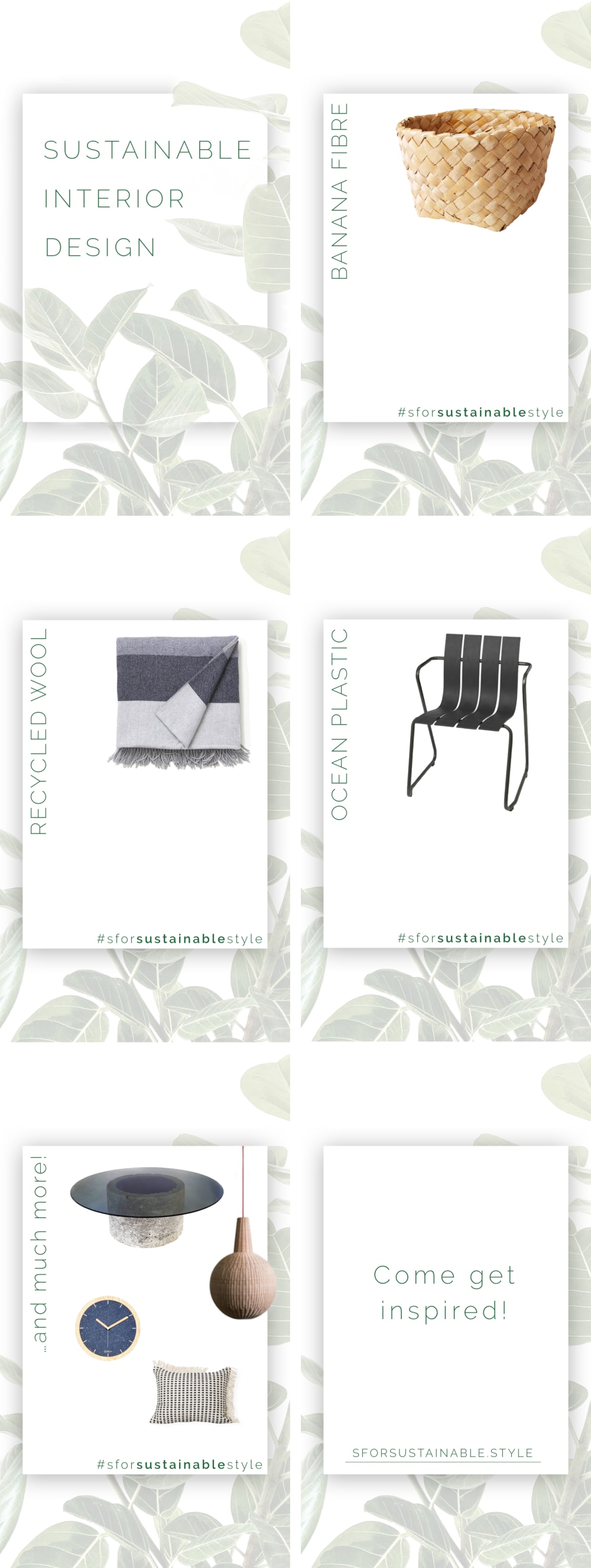 Infographic showing some of the sustainable interior design items featured on SforSustainable.<span class="sr-only"> (opened in a new window/tab)</span>
