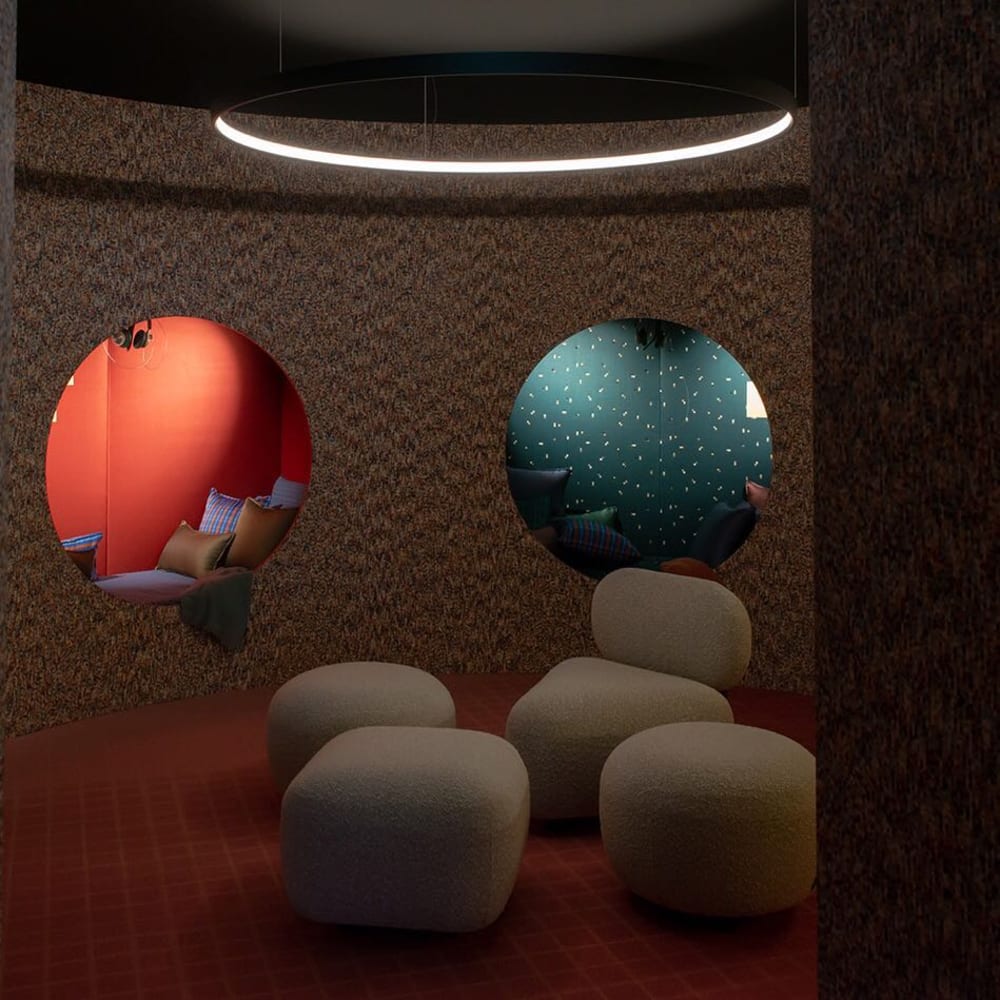 Rounded alcoves for relaxation at the workplace, one of the additions of the workspace design of the future.<span class="sr-only"> (opened in a new window/tab)</span>