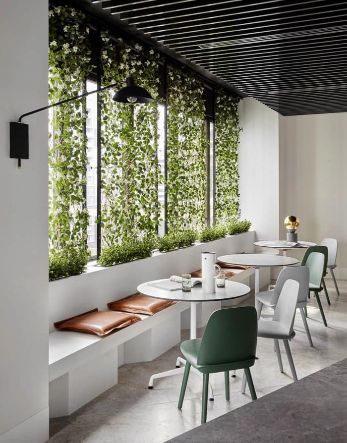 Garden wall design feature in a minimalist dining area, great example of biophilic design. Garden wall design feature in a minimalist dining area, great example of biophilic design.<span class="sr-only"> (opened in a new window/tab)</span>